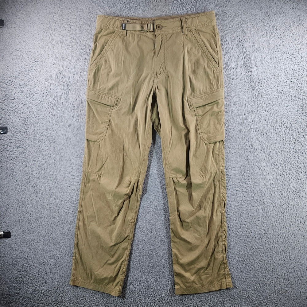 REI Co-op Mens Relaxed Fit Cargo Hiking Pants Tan Khaki 32x30 Stretch Belted